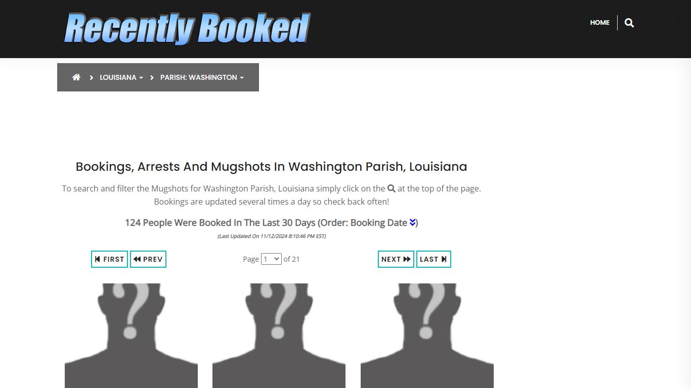 Bookings, Arrests and Mugshots in Washington Parish, Louisiana