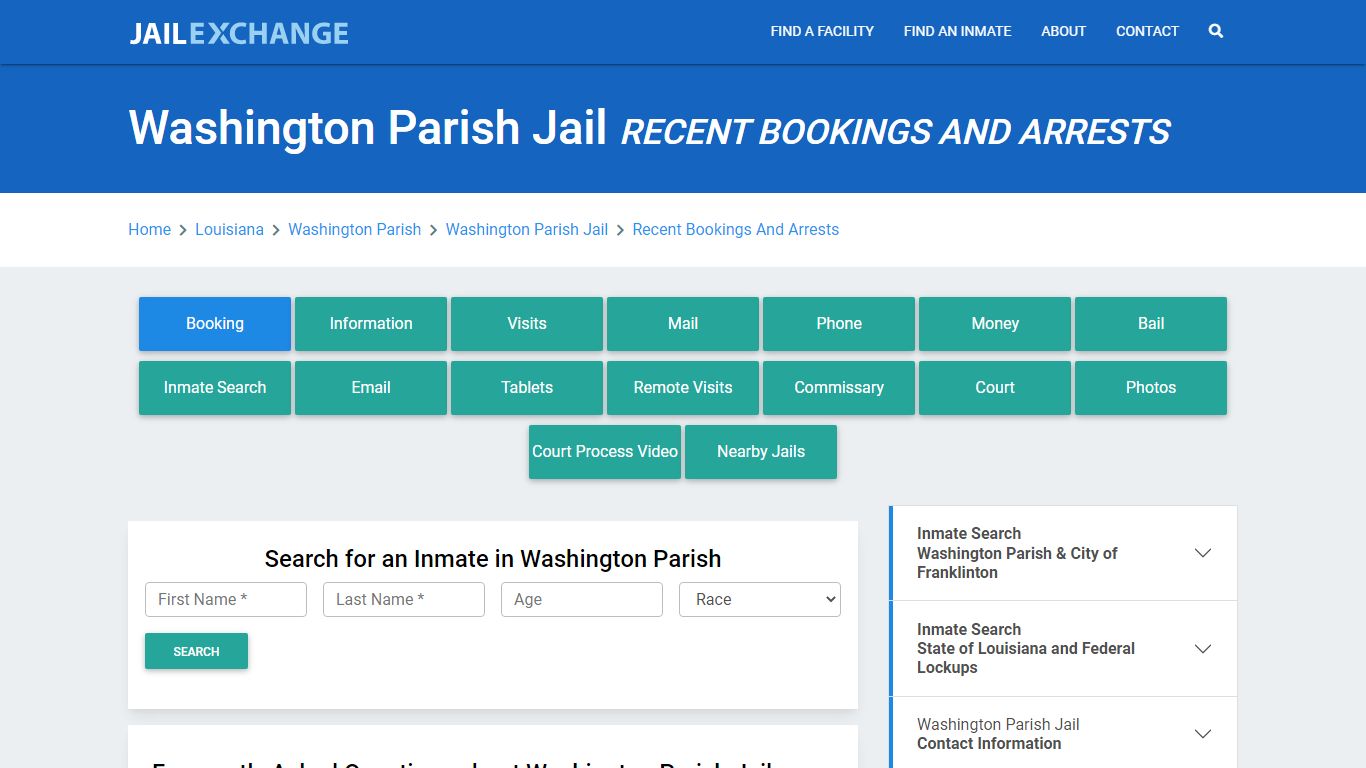 Washington Parish Jail Recent Bookings And Arrests